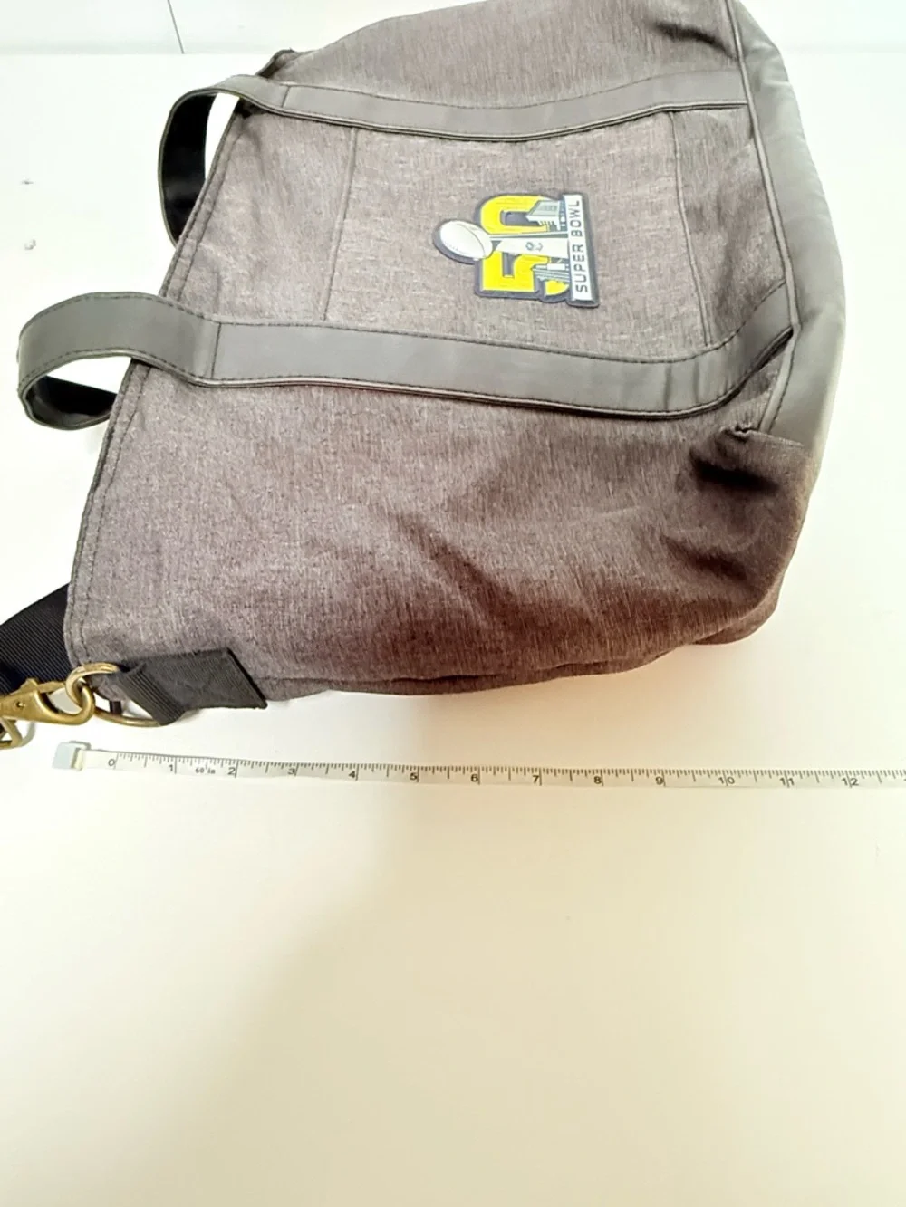 NFL Super Bowl 50 Commemorative Tote Bag Heather Gray Gold Anniversary Weekender